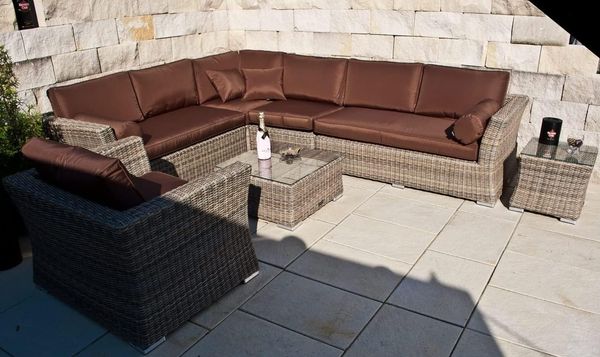 Ragnarök Möbel-Design Gartenlounge-Set Lounge Set Wotan, (Set, Ecksofa, Alu, Polyrattan), Ecksofa bestehend aus 4 einzelenen Elementen