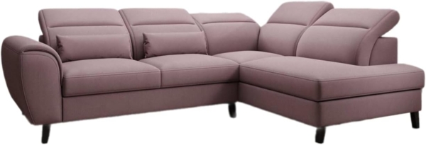 Designer Sofa Nobile mit verstellbarer Rückenlehne Stoff Rosé Rechts