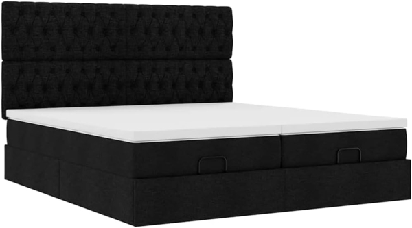 Ottoman-Bett mit Matratzen Schwarz 180x200 cm Stoff 3314564