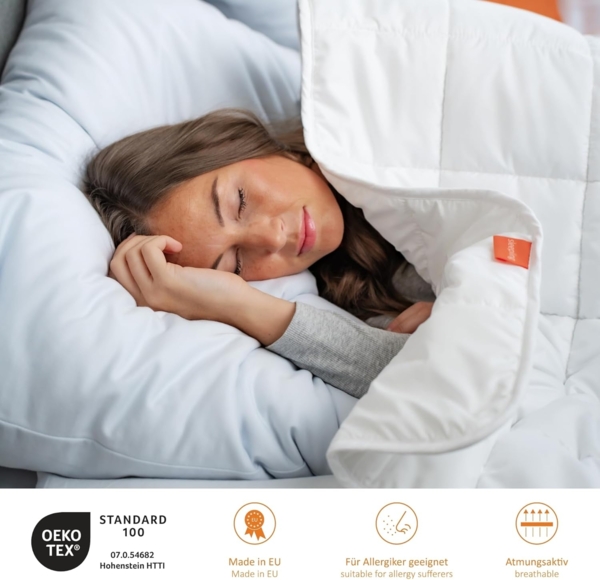 sleepling 196138 2er Set Komfort 100 Kopfkissen, Ökotex, waschbar bis 60 Grad, Made in EU, Füllmengengarantie, Größengarantie, 40x70 cm, weiß Bild 2