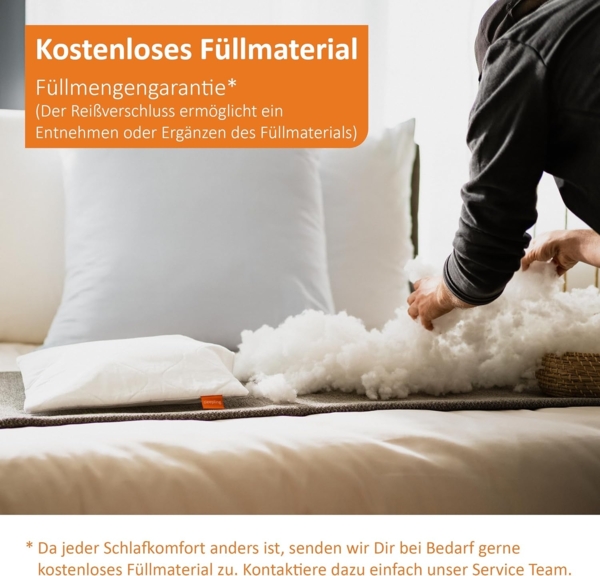 sleepling 196138 2er Set Komfort 100 Kopfkissen, Ökotex, waschbar bis 60 Grad, Made in EU, Füllmengengarantie, Größengarantie, 40x70 cm, weiß Bild 7