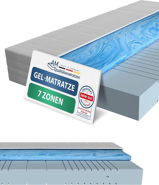 AM Qualitätsmatratzen Kaltschaummatratze mit 4 cm Gelschaum-Auflage, H2, Höhe 20 cm, 90x200 cm