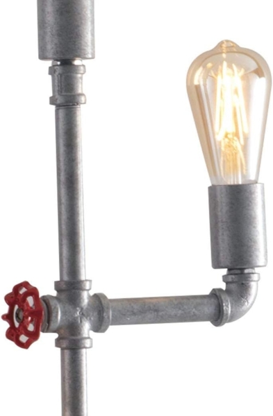 LED Stehlampe im Industriedesign 3-flammig Wasserrohr Optik, Grau antik Bild 4