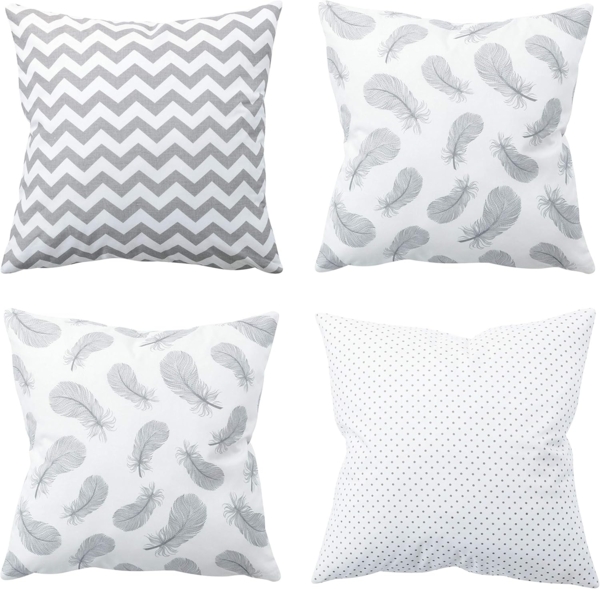 Amilian Dekokissen 4er Set - Dekokissen mit Füllung - 45x45 cm - Deko Kissen