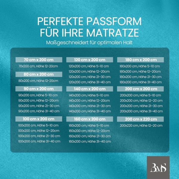 Bettwaesche-mit-Stil Mako-Satin Spannbettlaken türkis 140x200cm Bild 5