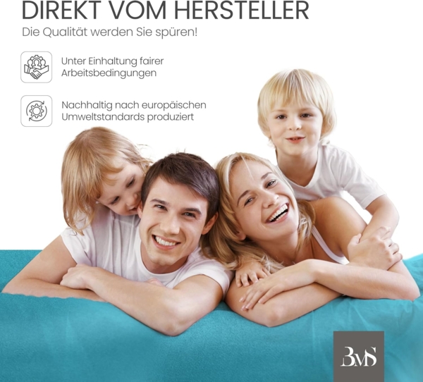 Bettwaesche-mit-Stil Mako-Satin Spannbettlaken türkis 140x200cm Bild 7