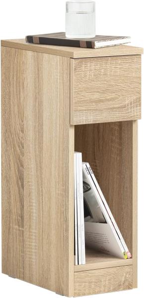 SoBuy FBT111-N Nachttisch mit Schublade für Boxspringbett Sofatisch Beistelltisch schmal Telefontisch Nachtschrank Nachtkommode Natur BHT ca. : 20 x 60 x 35 cm