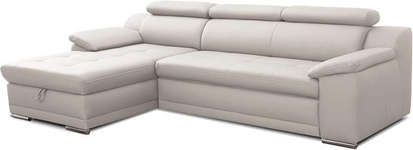 CAVADORE Schlafsofa Aniamo / Ledersofa in L-Form mit Bettfunktion, verstellbaren Kopfstützen und XL-Longchair / 270 x 80 x 165 / Kunstleder, Weiß Bild 10