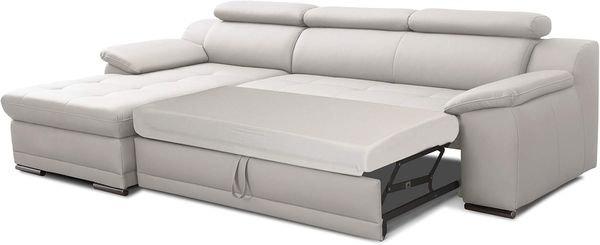 CAVADORE Schlafsofa Aniamo / Ledersofa in L-Form mit Bettfunktion, verstellbaren Kopfstützen und XL-Longchair / 270 x 80 x 165 / Kunstleder, Weiß Bild 4