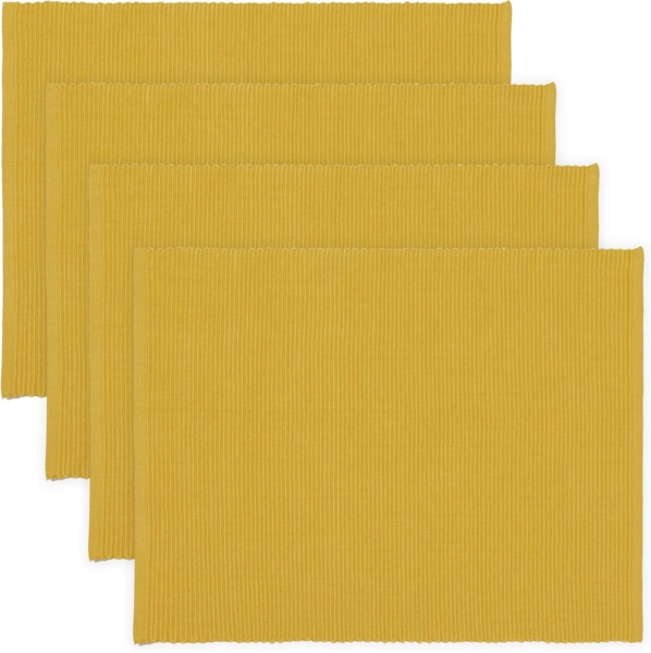 LINUM UNI Dekorative 4 set Tischsets für Esstisch 35x46 cm, 100% Gerippte Baumwolle, Maschinenwaschbar, Senfgelb