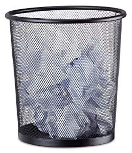 Relaxdays Papierkorb Metall, Abfalleimer aus Metallgeflecht, offener Mülleimer Mesh, rund, 23 cm Ø, 24 cm hoch, schwarz