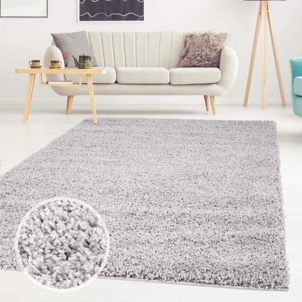 ayshaggy Shaggy Teppich Hochflor Langflor Einfarbig Uni Grau Weich Flauschig Wohnzimmer, Größe: 160x230 cm