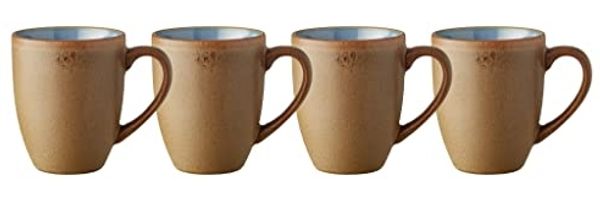BITZ Kaffeetasse 300ml Wood Ocean 4er Set Set 0 3 l Blau Holz Steingut Becher Universal