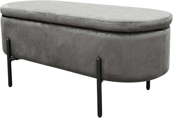 byLIVING Bank NOVA/Samt grau/Metall schwarz pulverbeschichtet/Polsterbank mit Stauraum/B 95, H 42, T 37,5 cm
