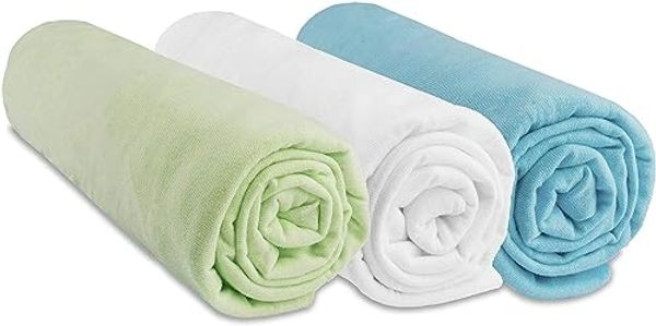 Lot de 3 draps housse Coton - 60x120 - anis blanc turquoise