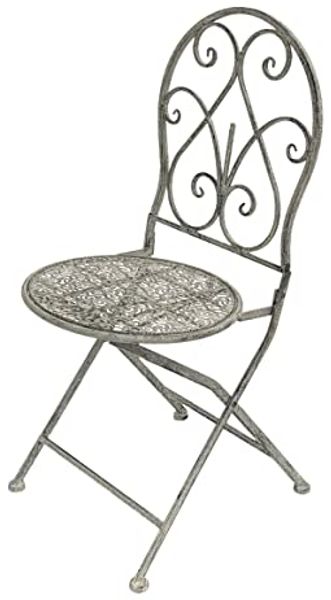 DanDiBo Gartenstuhl Metall Grau Weiß 96127 Metallstuhl Stuhl Garten Vintage Eisen Nostalgie Eisenstuhl Antik
