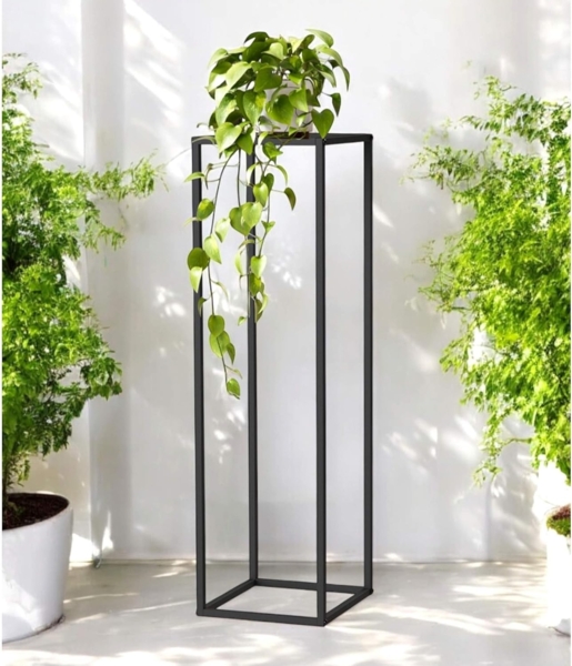 DanDiBo Pflanzenständer Metall Schwarz Eckig 100 cm 96589 Beistelltisch Hoch Blumenhocker Blumenständer Design Modern