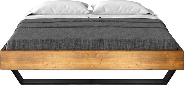 Möbel-Eins CURBY Kufenbett ohne Kopfteil, Material Massivholz, rustikale Altholzoptik, Fichte, Kufen schwarz vintage 200x220 cm Bild 3