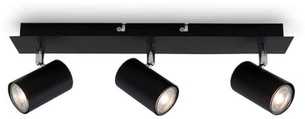 BRILONER - Deckenlampe schwenkbar, GU10 Fassung, max. 40 Watt, Deckenleuchte, Lampe, Wohnzimmerlampe, Schlafzimmerlampe, Küchenlampe, Deckenstrahler, Deckenbeleuchtung, 45 x 8 x 12,3 cm, Schwarz