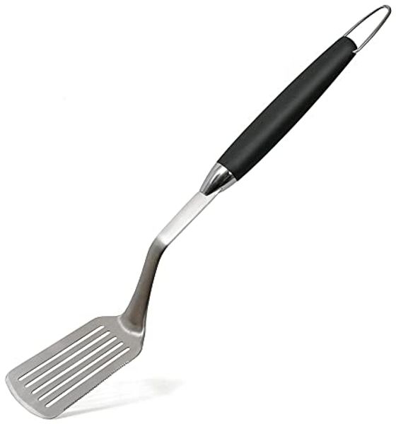 wenco Grillwender mit integrierter Schneide, 51 cm, Edelstahl/Kunststoff, Hitzebeständig, ergonomischer Griff, Pfannenwender mit Aufhängung und Griffmulden, Silber