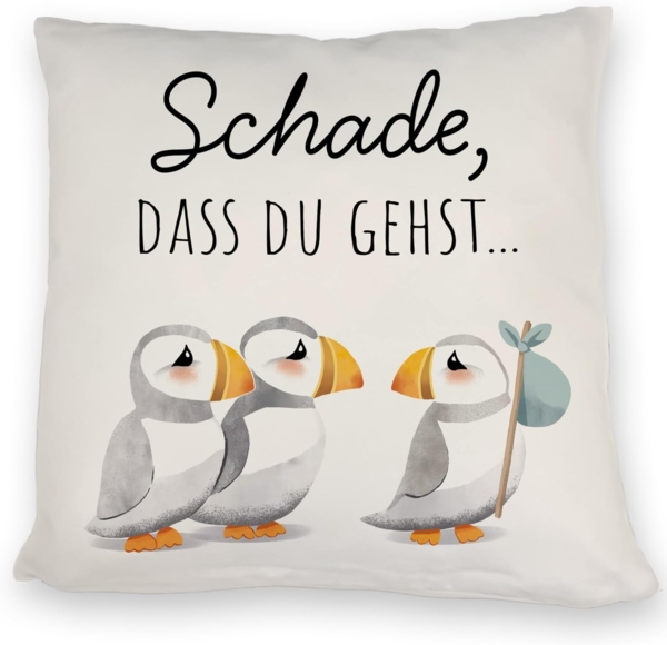 speecheese Dekokissen Schade, dass du gehst Papageitaucher Kissen Abschied Kollege