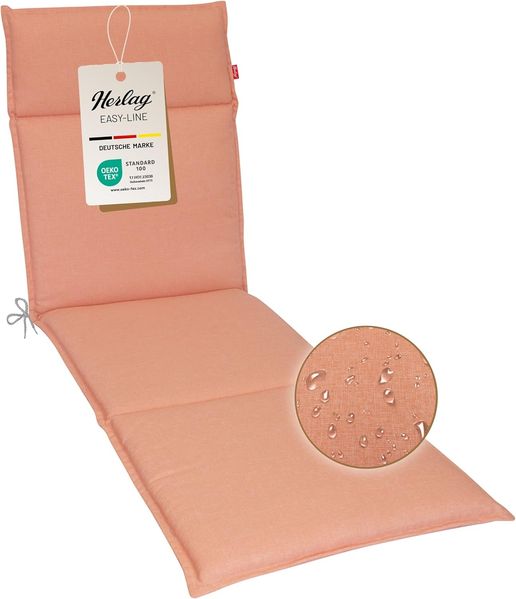 Herlag Liegenauflage Bea, Liegepolster Gartenliege 190x60x4,5cm Wasserabweisend Korall
