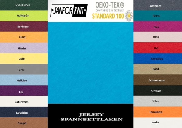 Jersey Spannbettlaken 140 - 160 x 200 cm Türkis