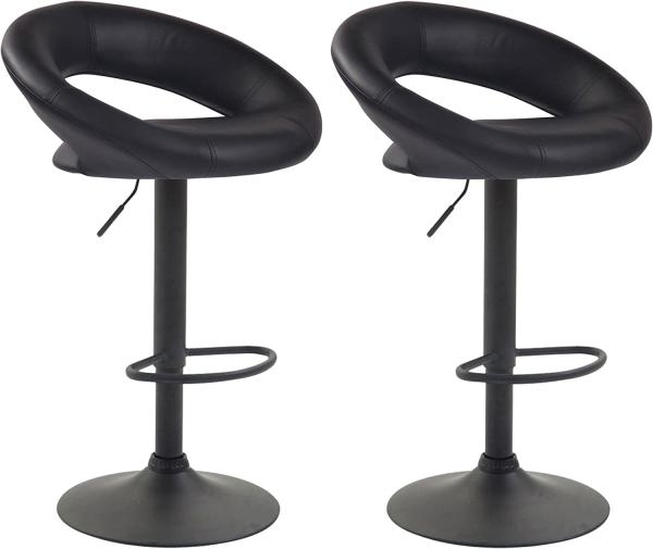 CLP 2er Set Barhocker Olinda Kunstleder höhenverstellbar und drehbar,schwarz schwarz