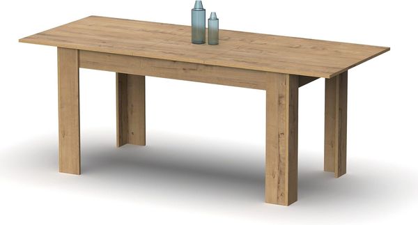 Muebles Pitarch | Ausziehbarer Esstisch 140-180 cm, Wohnzimmer- oder Küchentisch, für 6 Personen, Eiche Gold, Rechteckig, Modern, Elegant, Robust