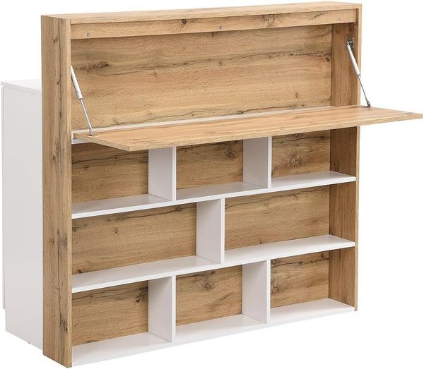 Vente-unique - LAMONIA Barmöbel Holz, Platte BeigeWeiß - B 50 cm x H 115 cm x L 120 cm