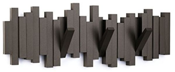 Umbra Hooks Stäbchen Mehrfach Wandhaken, Aufhänger, Kleiderhaken, Kleideraufhänger, Garderobenhaken, 5 Haken, Kunststoff, Espresso, 318211213