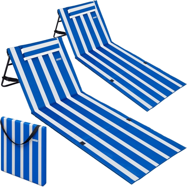 DETEX® Strandmatte 2er-Set Blau/Weiß 158 x 56 x 46 cm gepolstert