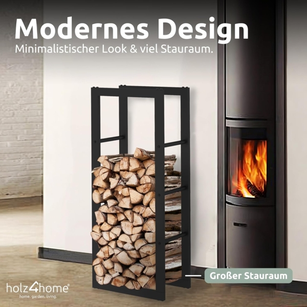Kaminholzregal - Metall, Schwarz - BHT 40 x 150 x 25cm Bild 4