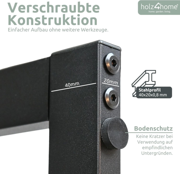 Kaminholzregal - Metall, Schwarz - BHT 40 x 150 x 25cm Bild 3