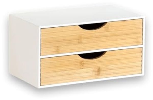 KESPER 58962 Organizer mit 2 Schubladen, weiß, FSC / Mini-Kommode