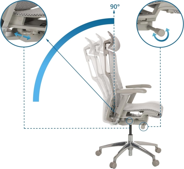 hjh OFFICE Profi Bürostuhl DYNAFIT II G Netz ergonomischer Drehstuhl mit Flexibler Lordosenstütze, Hellgrau, 652281 Bild 4