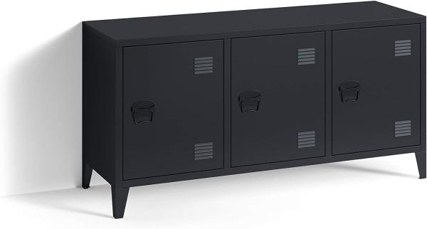 Homexperts 'COLLEGE' Sideboard, 3 trg, Metall - Stahl schwarz, B 120 x H 58 x T 40 cm