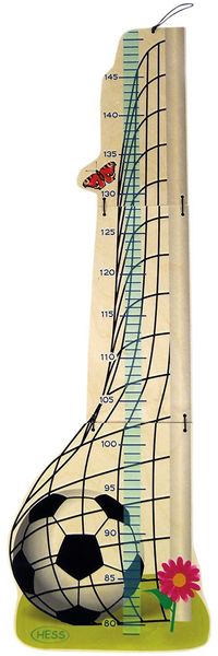 Hess Holzspielzeug 14627 - Messlatte aus Holz für Kinder, Serie Fußball, handgefertigt, klappbar, geeignet für eine Körpergröße von ca. 80 bis 148 cm