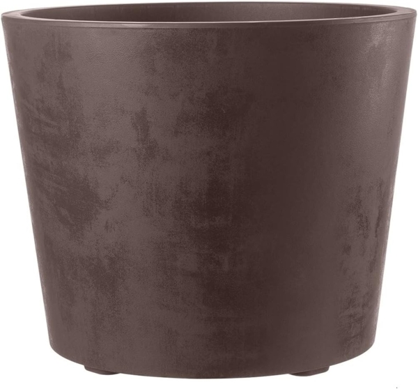 Rollbarer XL Pflanzkübel Millennium 80 Liter in Braun mit Tolle Naturstein Optik, Maße: 59x59x49 cm