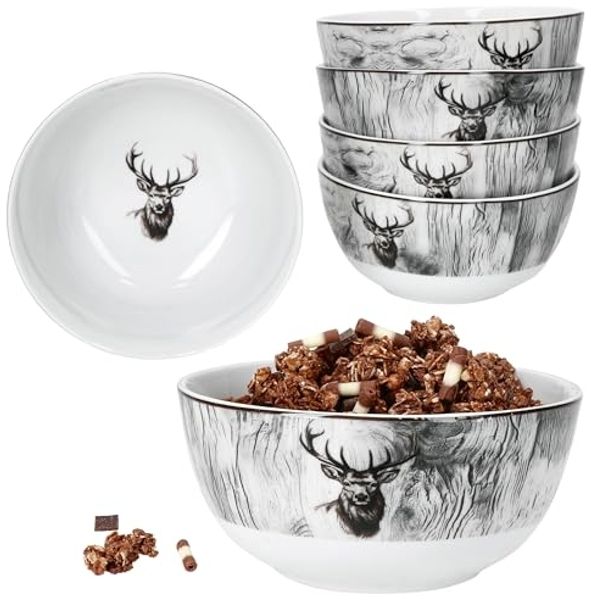 MamboCat Müslischale 6x Alois Müsli-Schale Ø14,2cm 480ml Porzellan 6 Personen Hirsch, Porzellan
