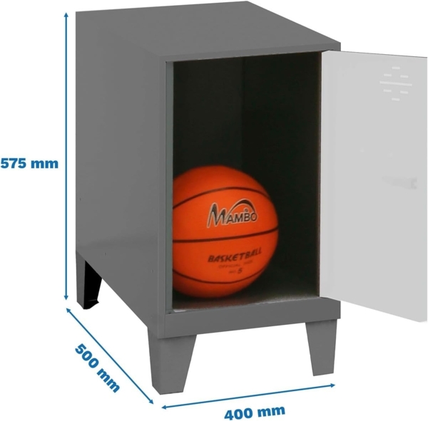 Simon Rack Simonlocker Kommode, klein, 575 x 400 x 500 mm, Amario aus Metall, mit Schlüssel, Anthrazit/Weiß Bild 2