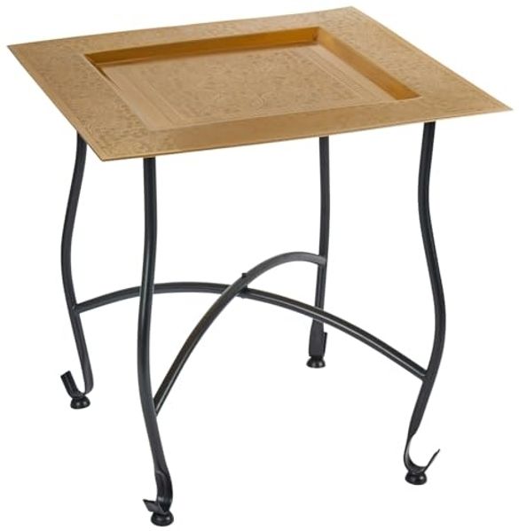 Marrakesch Orient & Mediterran Interior Beistelltisch Beistelltisch Garten Klapptisch Metall Sule Eckig Gold (1-St), Handarbeit