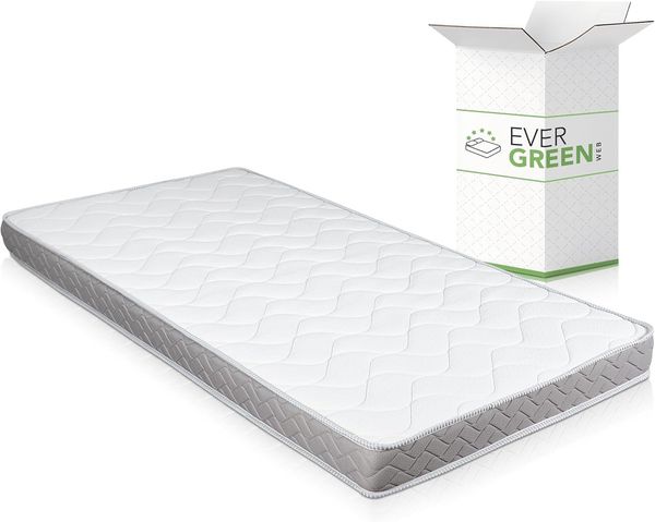 EVERGREENWEB Einzelmatratze für Schlafsofa, 12 cm hoch, orthopädische Wasserschaummatratze, hypoallergene und ergonimische Matratze mit weißem Bezug 80X190 – DAYBED