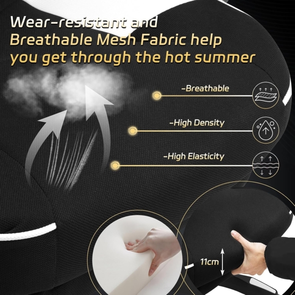 WOLTU Gaming Stuhl Racing Stuhl Bürostuhl Chefsessel Schreibtischstuhl Sportsitz mit Kopfstütze und Lendenkissen, mit Fußstütze, Stoff, höhenverstellbar, Weiß, BS83ws Bild 5