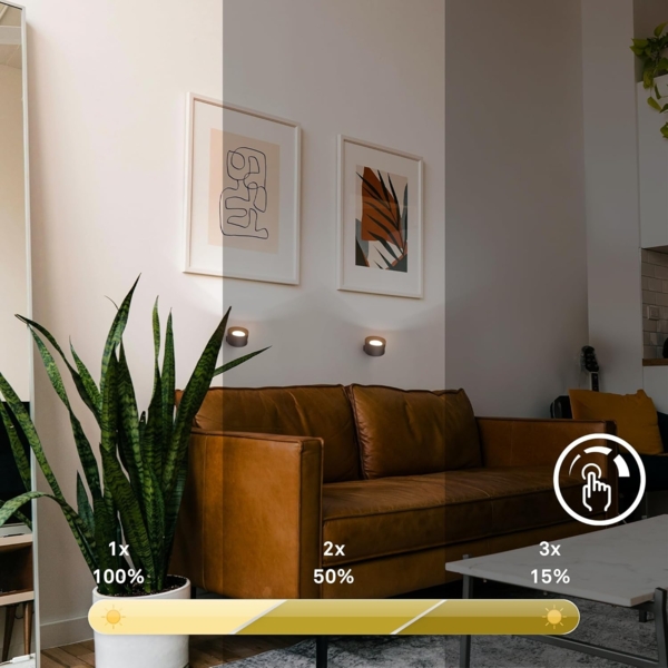 B.K.Licht LED Wandleuchte BKL1597 Magnetische Akku Wandlampe, 3-Stufen Dimmer, mit USB-C, CCT - über Fernbedienung, LED fest integriert, Tageslichtweiß, CCT-Funktion, 150Lm, 2W, 14h Leuchtdauer, 4,5 x 8 x 9,5 cm, Schwarz Bild 6