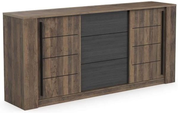 Demeyere Sideboard, Dunkles Holz und Schwarz, 200 x 90 x 45 cm