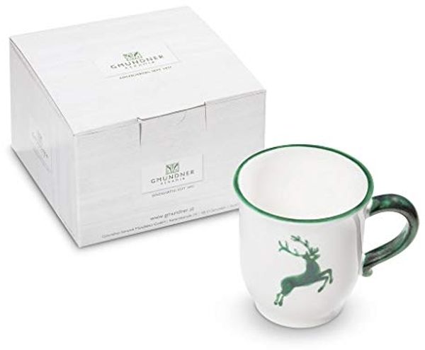 Grüner Hirsch, Schokotasse (0,3 L) - Gmundner Keramik Becher - Mikrowelle geeignet, Spülmaschinenfest
