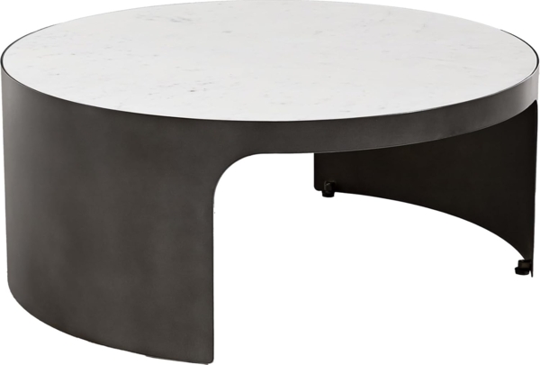 Couchtisch Alerio 90x90 cm Marmor Weiß Metall Black Antique