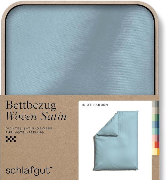 Schlafgut Woven Satin Bettwäsche|Bettbezug einzeln 155x220 cm| blue-light