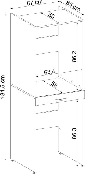 Roomart Waschmaschinenschrank für Trockner & Waschmaschine, in 3 Farben, mit Ausziehbrett • Weiß • Eiche • Schwarz Eiche: eiche Bild 2